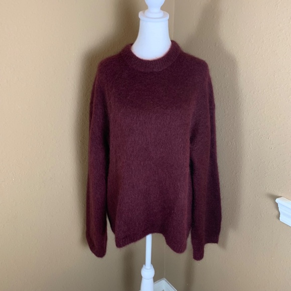 & Other Stories Mohair Wool Sweater Burgundy Size Medium NWT - Picture 2 of 12